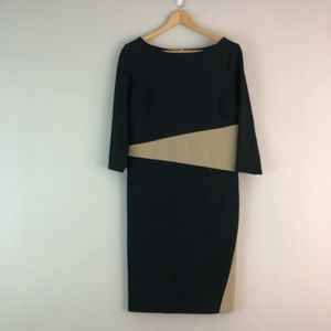 Ann Taylor career dress black tan 8